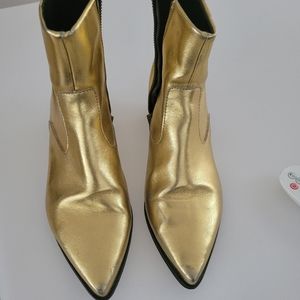 Zara trafaluc gold shiny boots